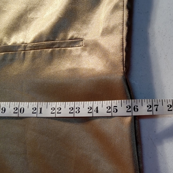 Gianni Vironi Unisex 48R/42W Longline Gold Satin Vest Formal Sleeveless Button - Picture 5 of 9